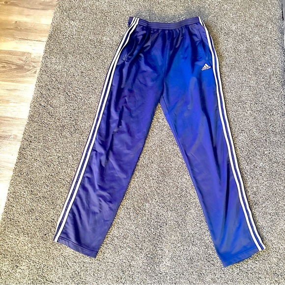 Vintage Adidas Mens Blue /White Stripe Basketball Joggers XXL Tear Away Warmups - Picture 1 of 14